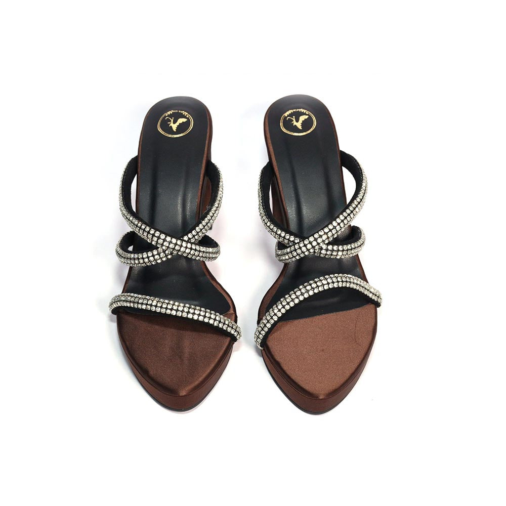 Sana K Luxurious Footwear Berry Brown Pointed Toe Heels for Women