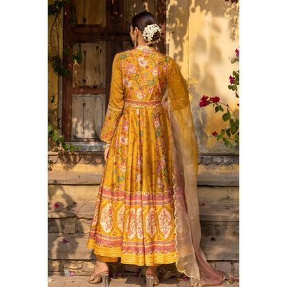 Sandhya Shah Neema Mustard Anarkali with Dupatta (Set of 2)