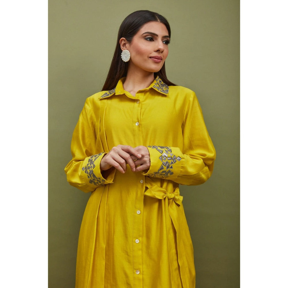 Sandhya Shah Yellow Shirt with Pant (Set of 2)