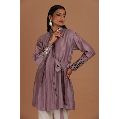 Sandhya Shah Purple Flame Long Shirt with Pant (Set of 2)