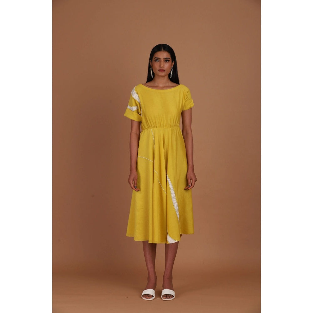 Sandhya Shah Yellow Calf Length Dress