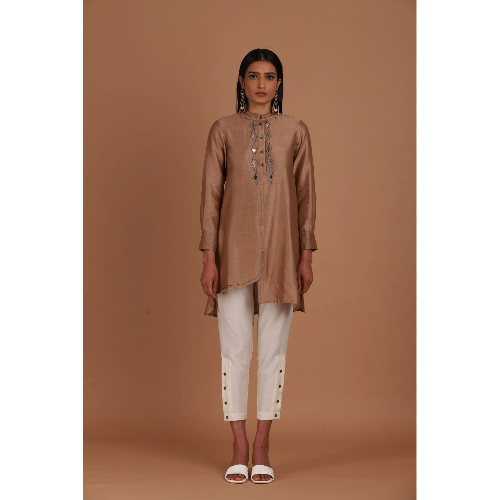 Sandhya Shah Coffee Brown Short Kurta with Pant (Set of 2)