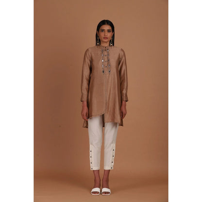 Sandhya Shah Coffee Brown Short Kurta with Pant (Set of 2)