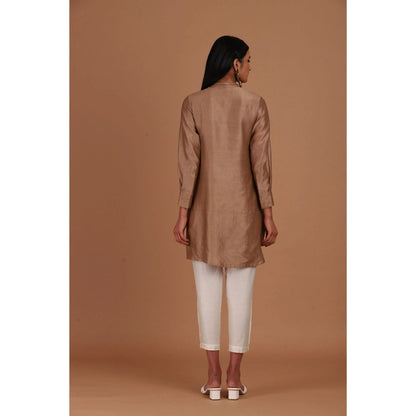 Sandhya Shah Coffee Brown Short Kurta with Pant (Set of 2)