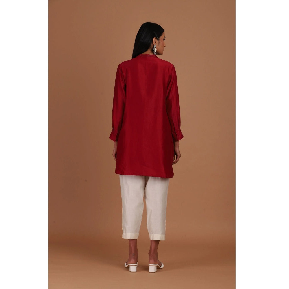 Sandhya Shah Red Cherry Bomb Short Kurta with Pant (Set of 2)