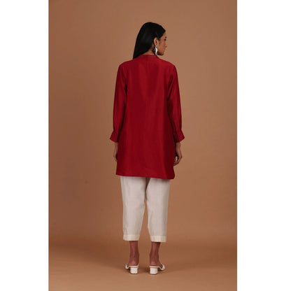 Sandhya Shah Red Cherry Bomb Short Kurta with Pant (Set of 2)
