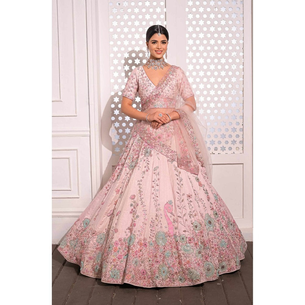 Sanjana Thakur Lavender Bridal Lehenga with Blouse and 2 Dupattas (Set of 4)
