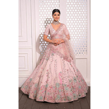 Sanjana Thakur Lavender Bridal Lehenga with Blouse and 2 Dupattas (Set of 4)