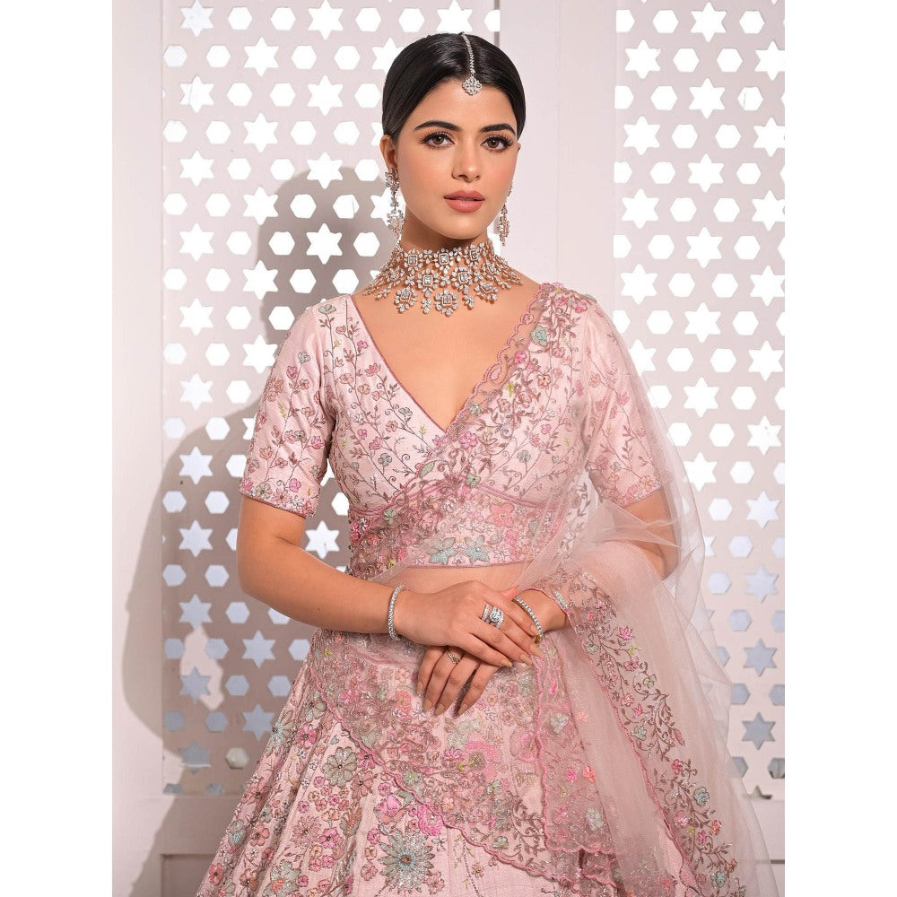Sanjana Thakur Lavender Bridal Lehenga with Blouse and 2 Dupattas (Set of 4)