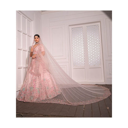 Sanjana Thakur Lavender Bridal Lehenga with Blouse and 2 Dupattas (Set of 4)