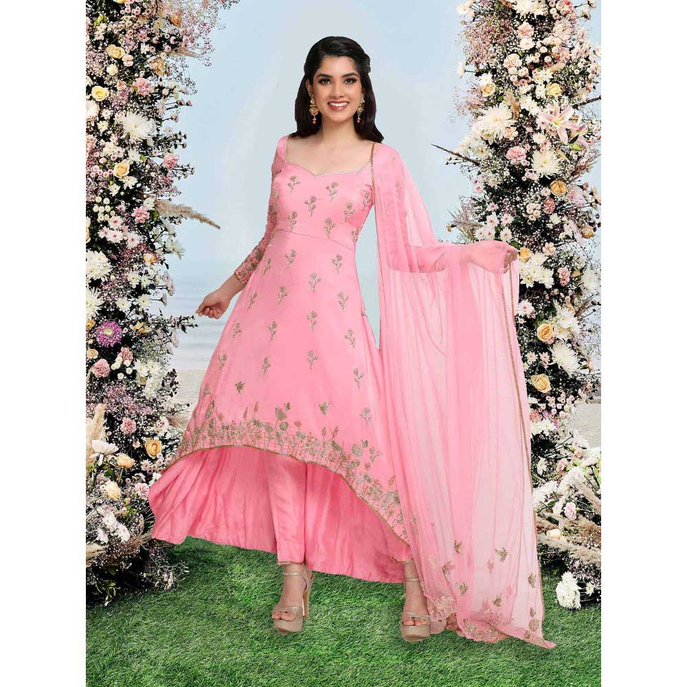 Sanjana Thakur Pink Anarkali with Pant and Dupatta (Set of 3)