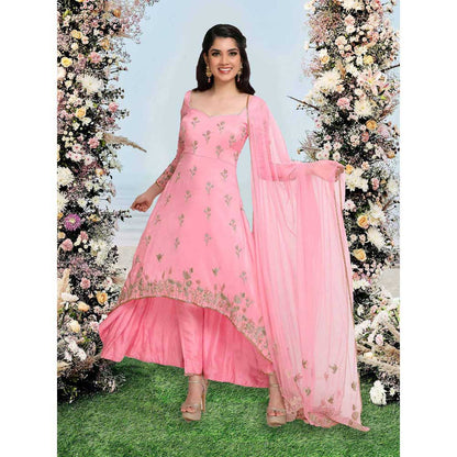 Sanjana Thakur Pink Anarkali with Pant and Dupatta (Set of 3)