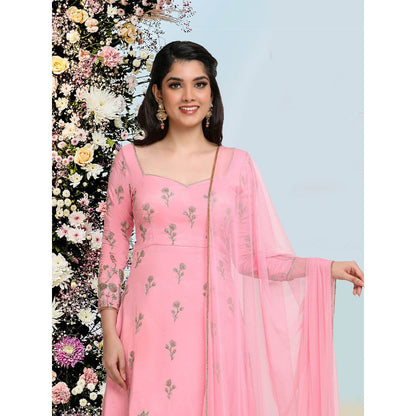 Sanjana Thakur Pink Anarkali with Pant and Dupatta (Set of 3)