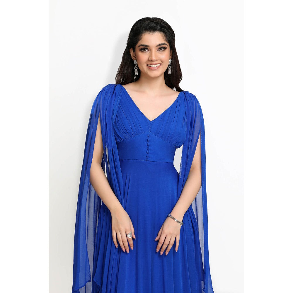 Sanjana Thakur Blue Gown with Attached Drape