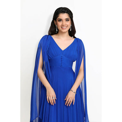Sanjana Thakur Blue Gown with Attached Drape