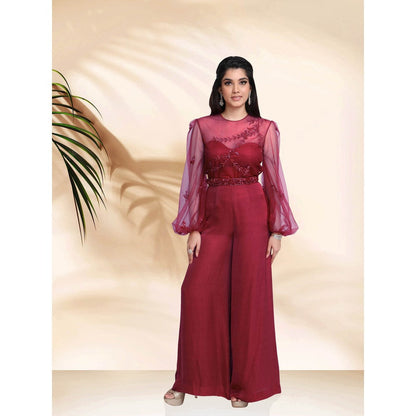 Sanjana Thakur Wine Jumpsuits (Set of 2)