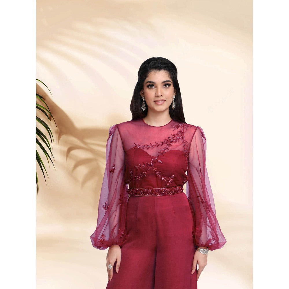 Sanjana Thakur Wine Jumpsuits (Set of 2)