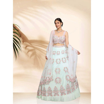 Sanjana Thakur Blue Lehenga with Blouse and Dupatta (Set of 3)