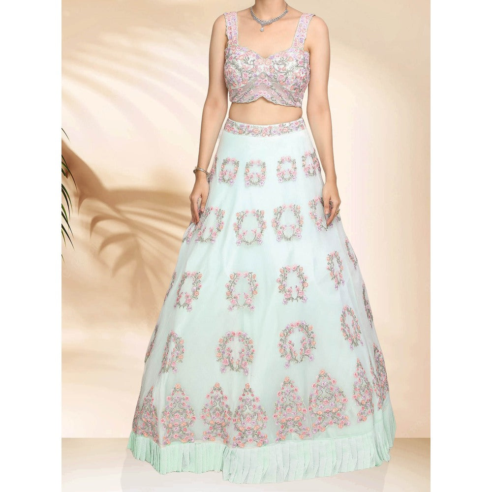 Sanjana Thakur Blue Lehenga with Blouse and Dupatta (Set of 3)