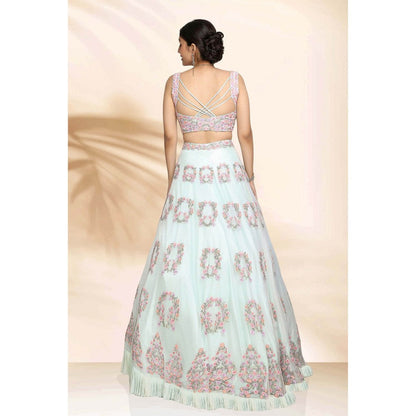 Sanjana Thakur Blue Lehenga with Blouse and Dupatta (Set of 3)