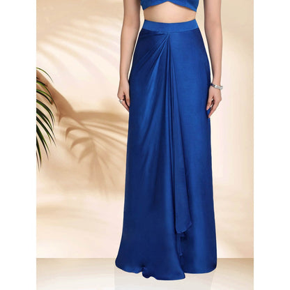 Sanjana Thakur Blue Crop Top with Skirt and Jacket (Set of 3)