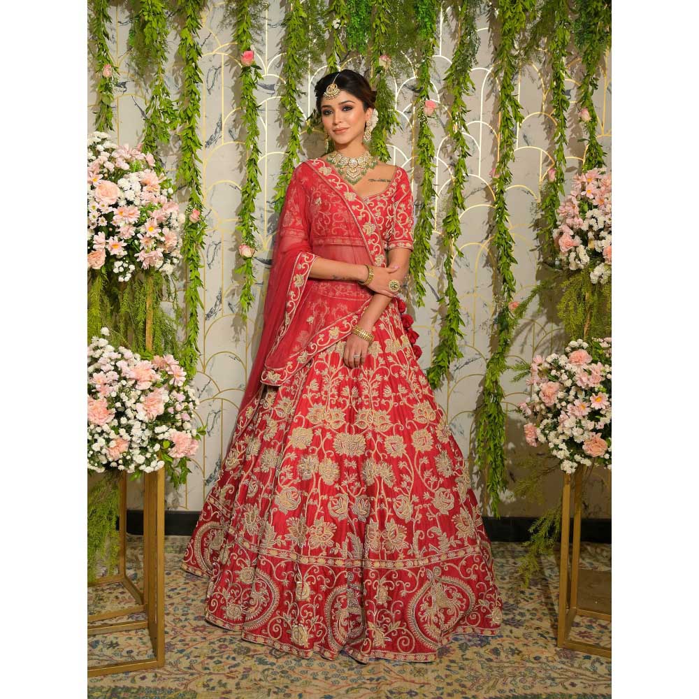 Sanjana Thakur Red Bridal Lehenga with Blouse and Dupatta (Set of 3)