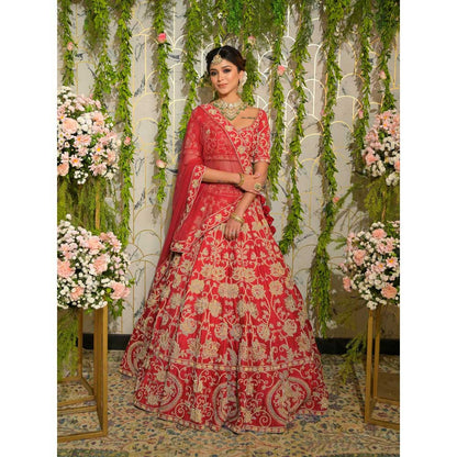 Sanjana Thakur Red Bridal Lehenga with Blouse and Dupatta (Set of 3)