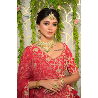 Sanjana Thakur Red Bridal Lehenga with Blouse and Dupatta (Set of 3)