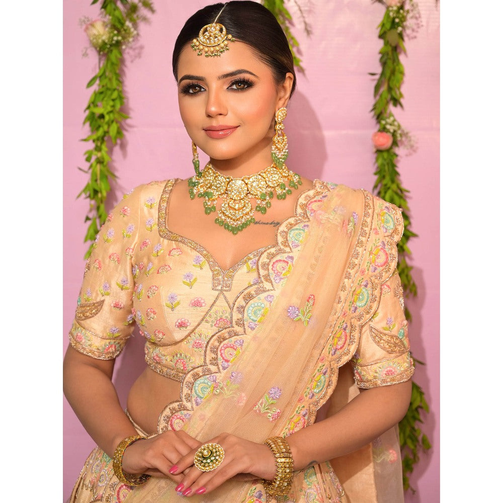Sanjana Thakur Peach Bridal Lehenga with Blouse and Dupatta (Set of 3)