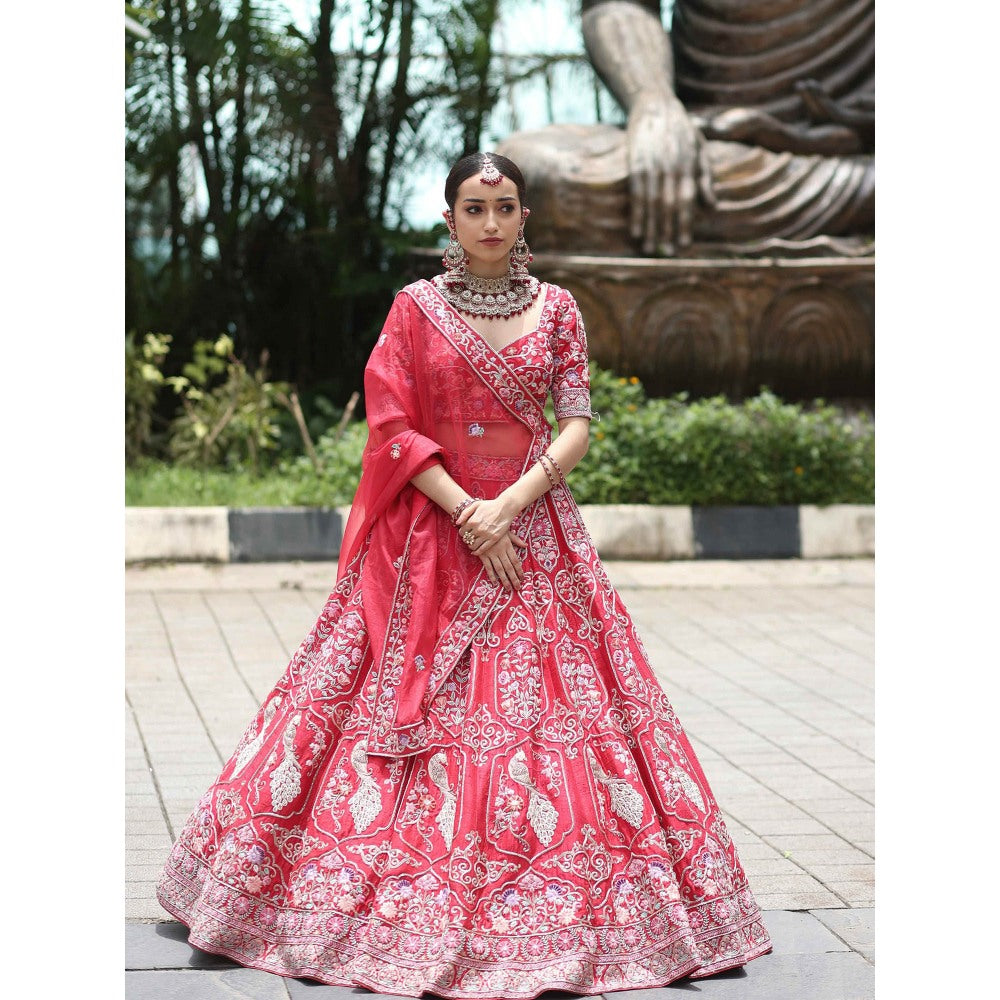 Sanjana Thakur Red Bridal Lehenga with Blouse and Dupatta (Set of 3)