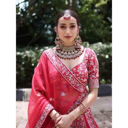 Sanjana Thakur Red Bridal Lehenga with Blouse and Dupatta (Set of 3)