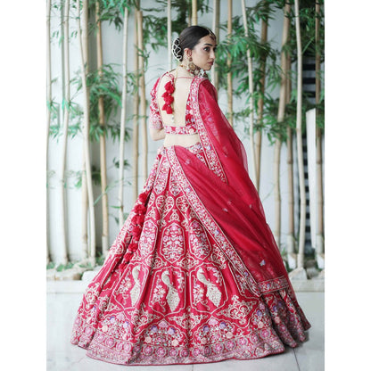 Sanjana Thakur Red Bridal Lehenga with Blouse and Dupatta (Set of 3)