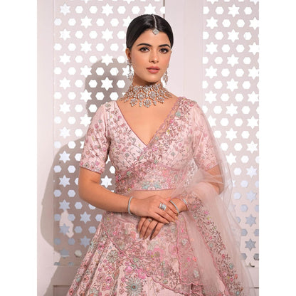 Sanjana Thakur Pink Bridal Lehenga with Blouse and Dupatta (Set of 3)
