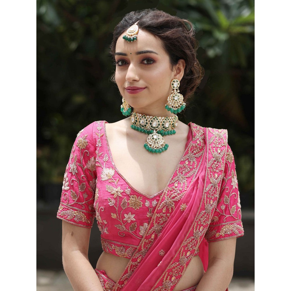 Sanjana Thakur Pink Bridal Lehenga with Blouse and Dupatta (Set of 3)