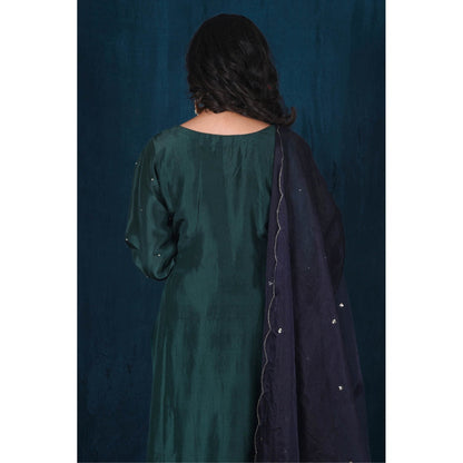 SAUBHAGYA Upada Silk Short Kurta with Pant and Dupatta (Set of 3)