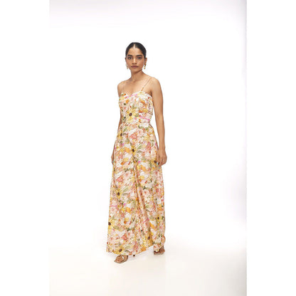 SAYAANIKA Elara Floral Embellished Jumpsuit with Jacket (Set of 2)