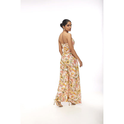 SAYAANIKA Elara Floral Embellished Jumpsuit with Jacket (Set of 2)