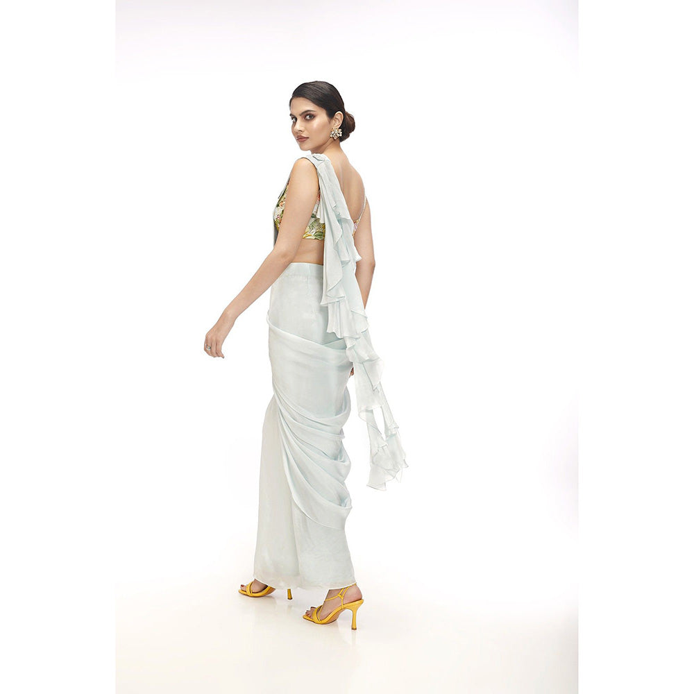 SAYAANIKA Arella Embellished Pre Drape Saree and Stitched Blouse