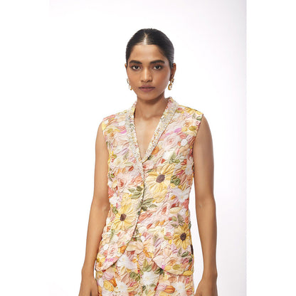 SAYAANIKA Lilya Yellow Floral Embellished Co-ord (Set of 2)