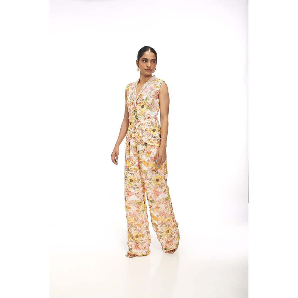 SAYAANIKA Lilya Yellow Floral Embellished Co-ord (Set of 2)