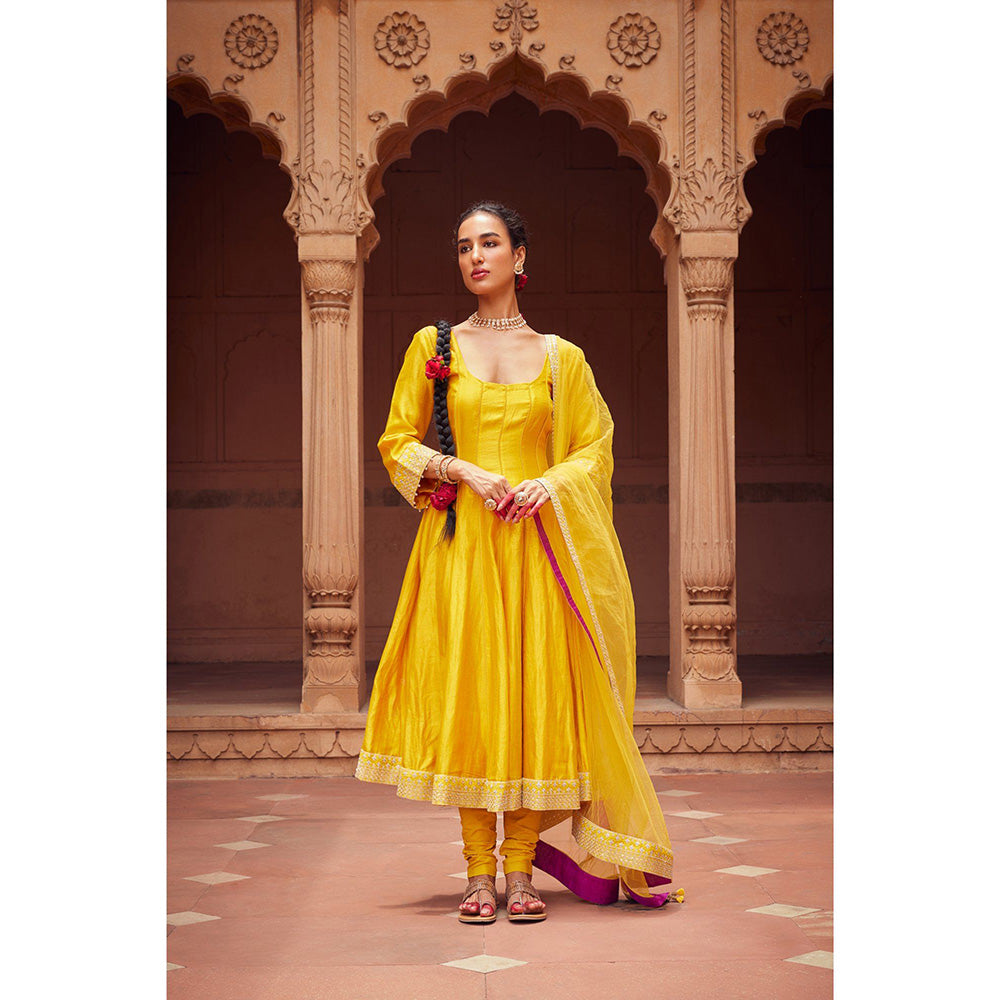 Seema Anand Esra Anarkali with Churidar and Dupatta (Set of 3)