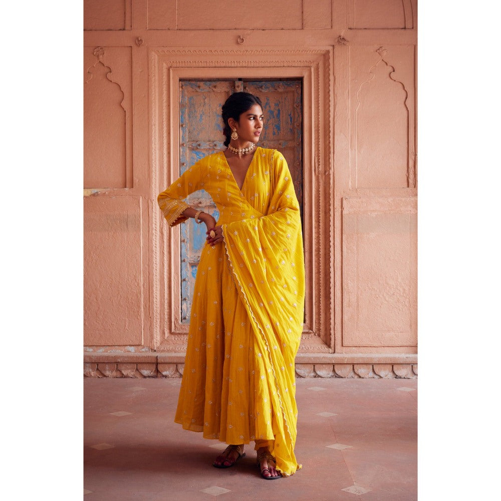 Seema Anand Farisha Angarkha with Churidar and Dupatta (Set of 3)