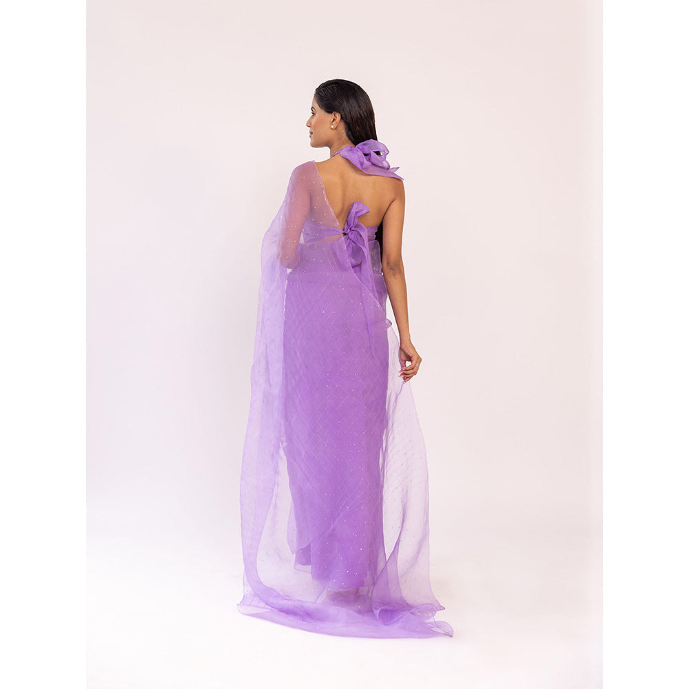 SHAAKHA Lavender Embellished Saree with Unstitched Blouse