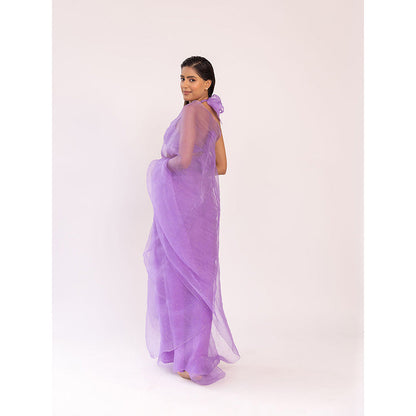 SHAAKHA Lavender Embellished Saree with Unstitched Blouse