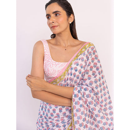 SHAAKHA Multi-Color Floral Saree with Unstitched Blouse