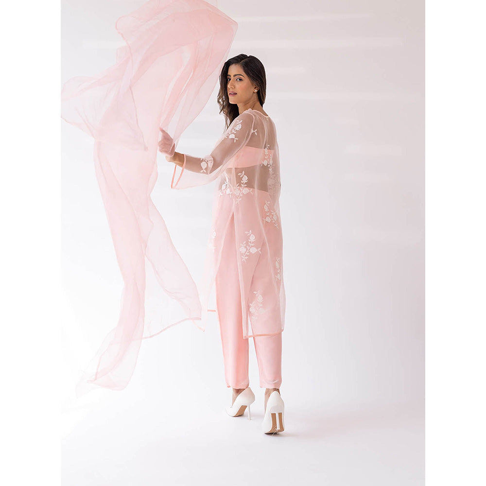 SHAAKHA Peach Priyal Bandeau Kurta and Pant with Dupatta (Set of 4)
