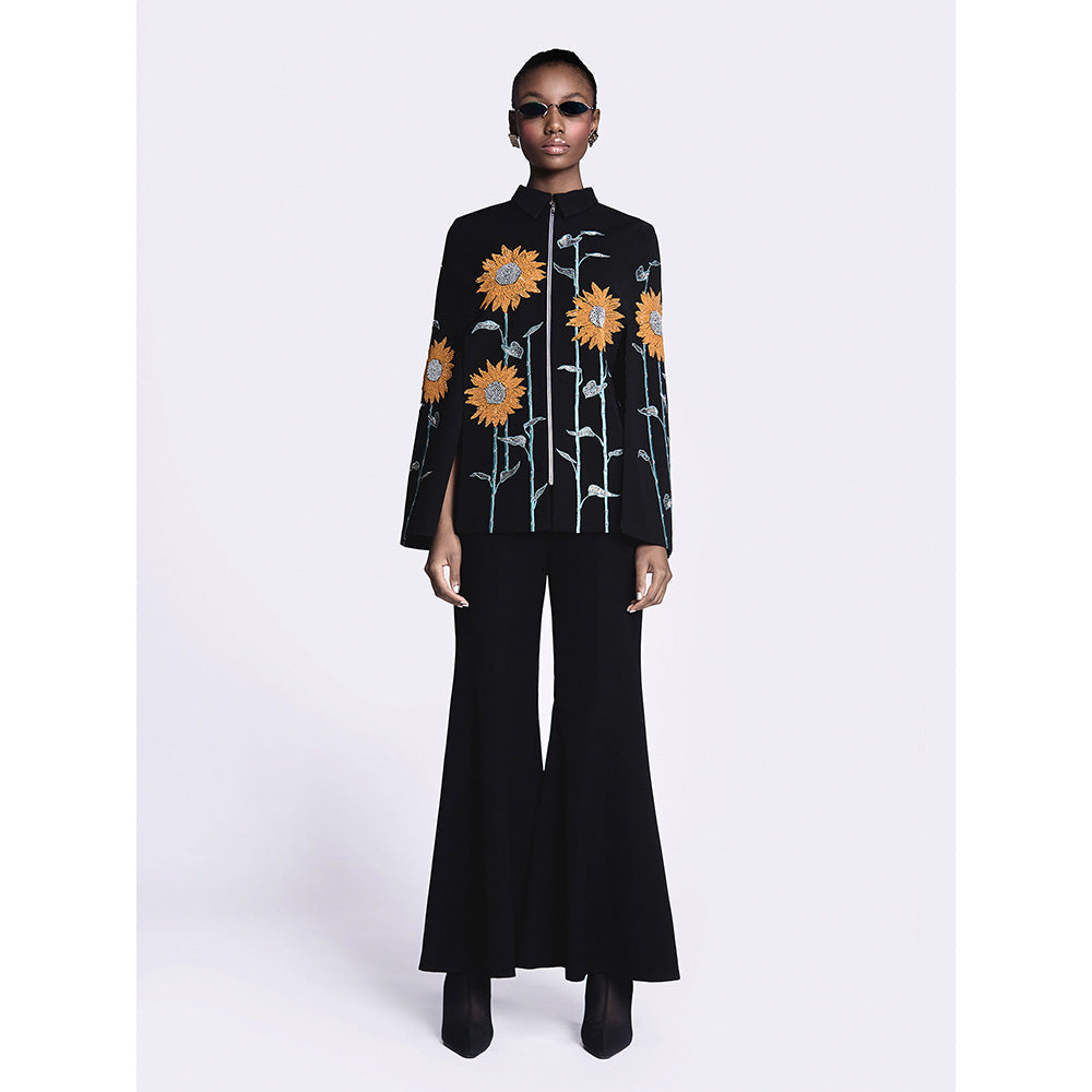 Shahin Mannan Sunflower Cape With Bell Bottom Pant (Set of 2)