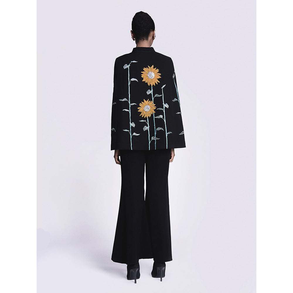 Shahin Mannan Sunflower Cape With Bell Bottom Pant (Set of 2)