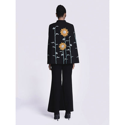 Shahin Mannan Sunflower Cape With Bell Bottom Pant (Set of 2)