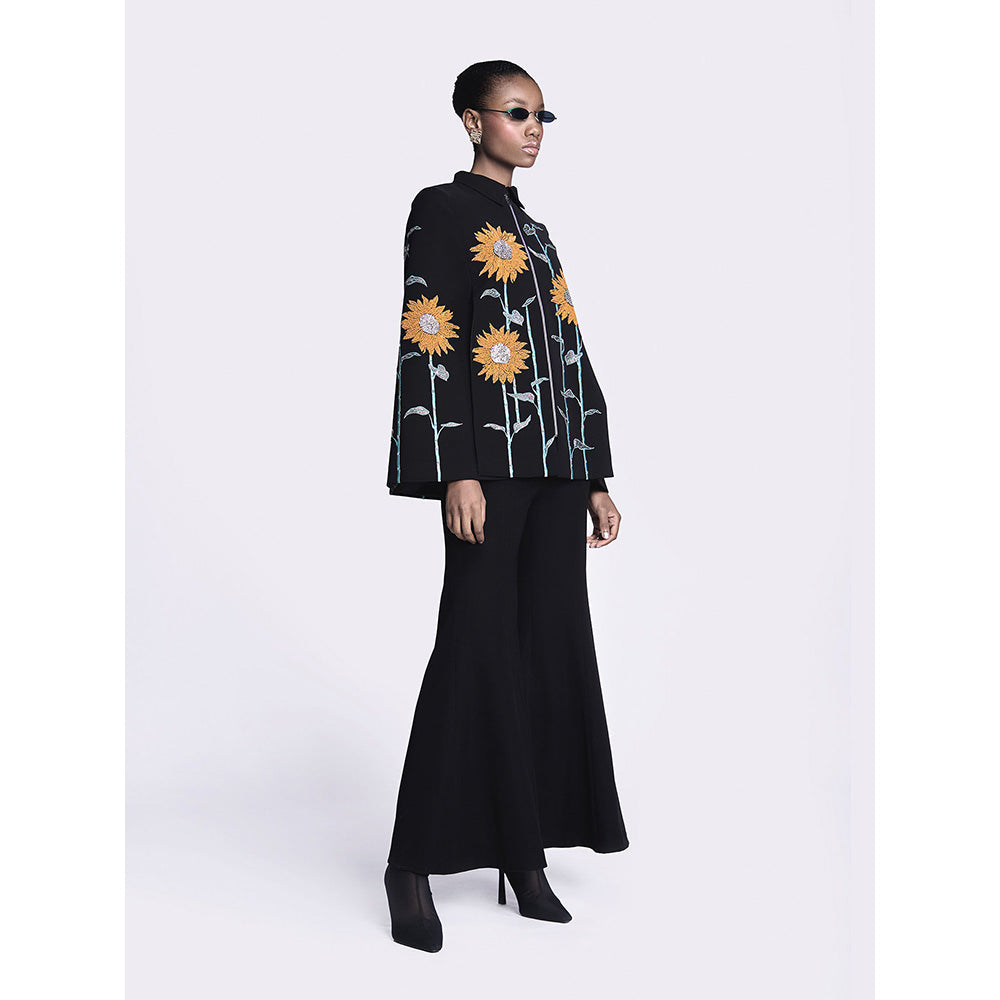 Shahin Mannan Sunflower Cape With Bell Bottom Pant (Set of 2)